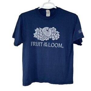 Vintage Fruit of the Loom Big Logo Brand Shirt Mens Large Navy Employee